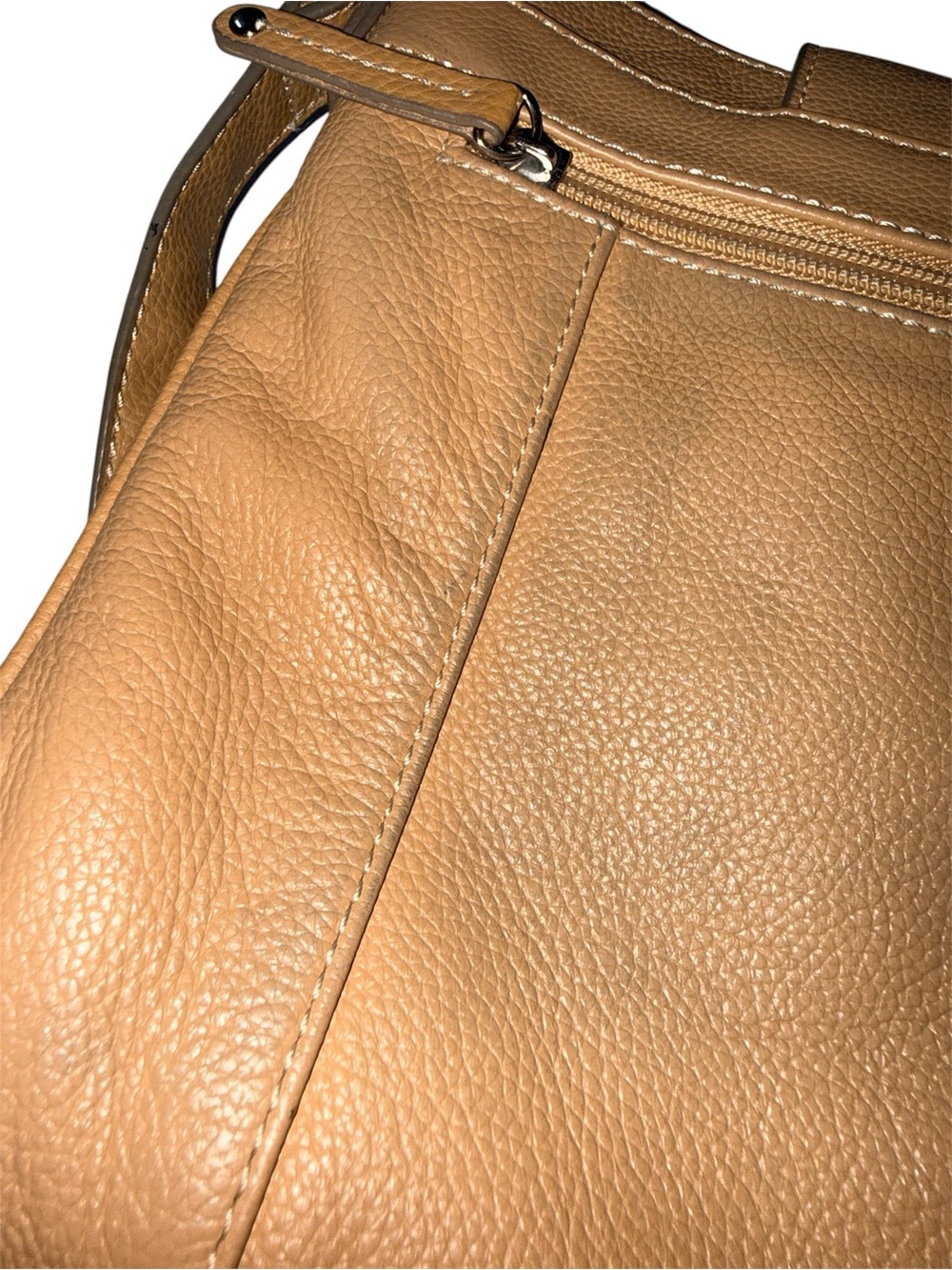 Vintage Tignanello Camel Tan Leather Crossbody Carry-all Shoulder tote Bag - Picture 8 of 8
